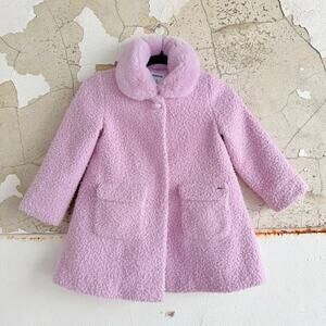 Teddy Coat Purple Boucle Winter Jacket Faux Fur Collar Princess Girls 6 Mayoral